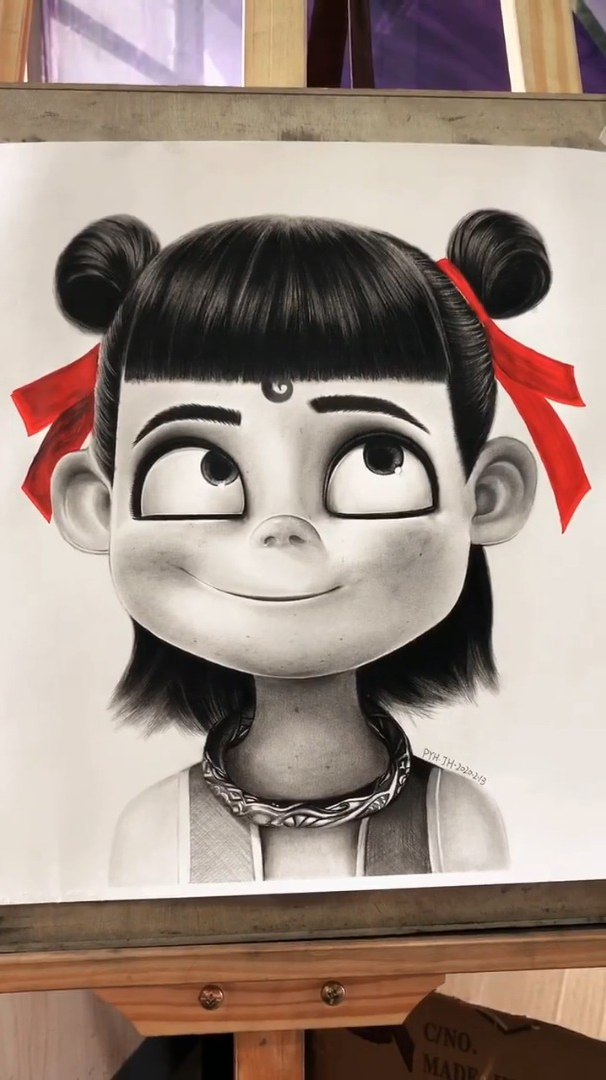 素描哪吒,手绘过程视频