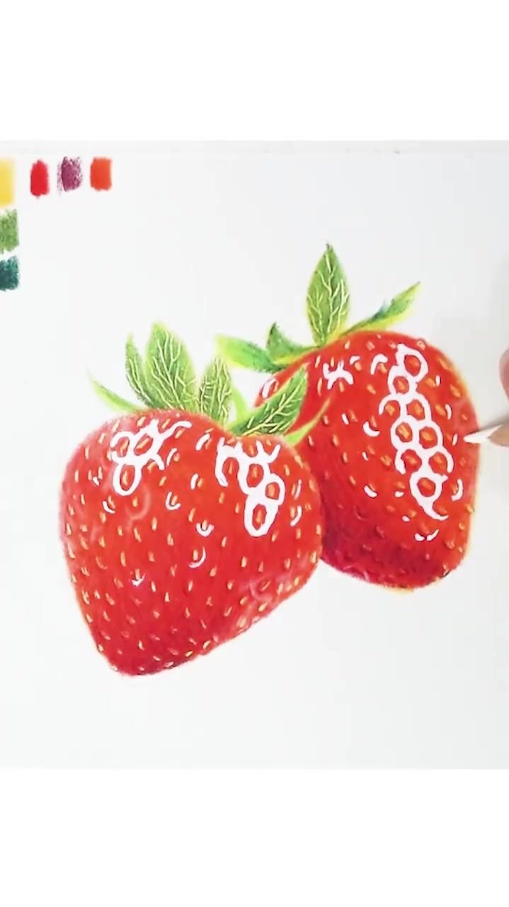 这么详细草莓籽画法,太适合初学者