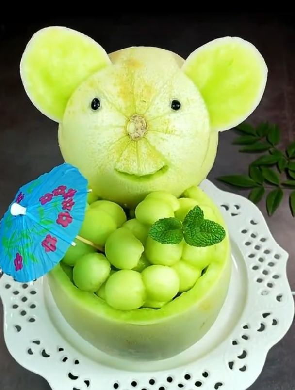 小熊果篮瓜篮创意水果拼盘创意果蔬拼盘,小学生幼儿园孩子都能做