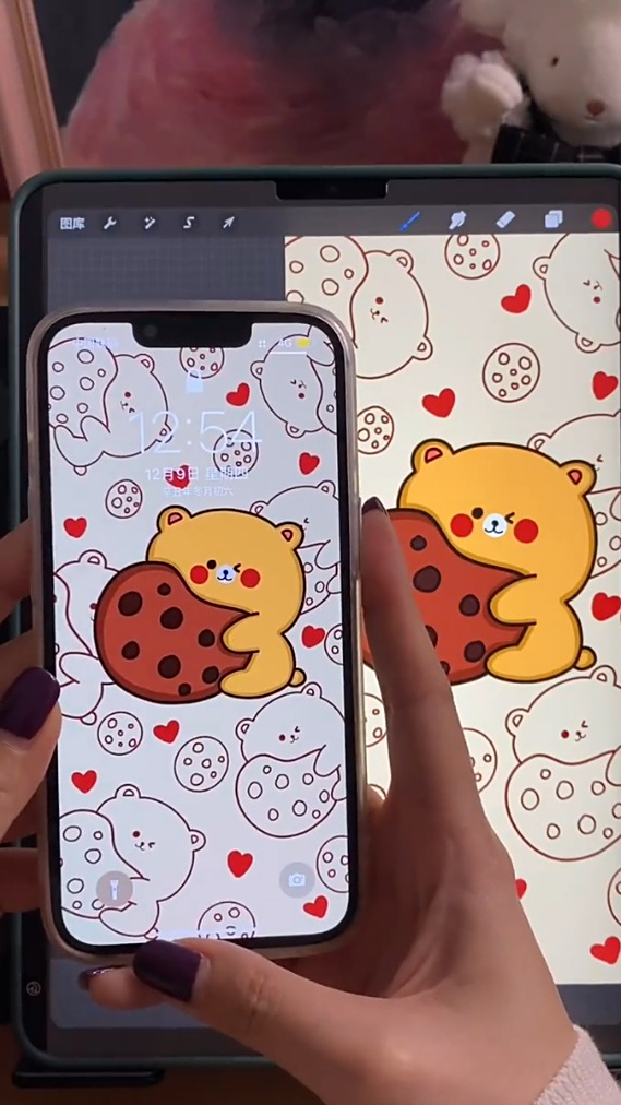ipad画画,教你画小熊饼干手机壁纸