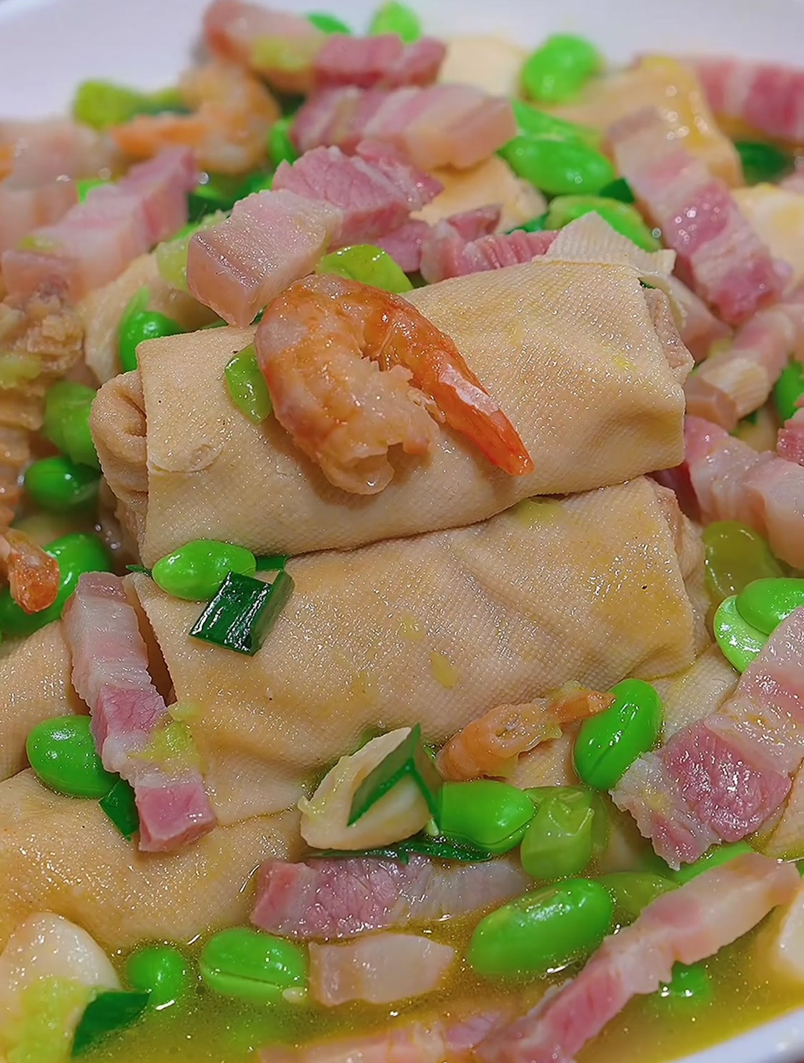 这个三鲜千张包,真的太鲜太好吃了