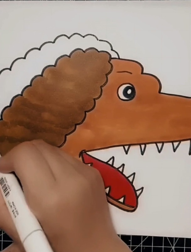 创意手掌画大黄狗简笔画,简笔画教学