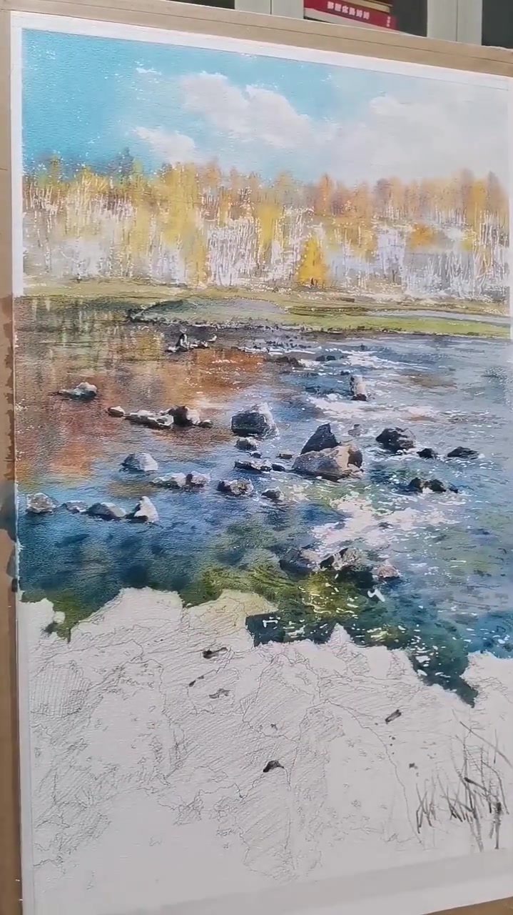 用水彩画个简单又好看的风景画,练习水彩