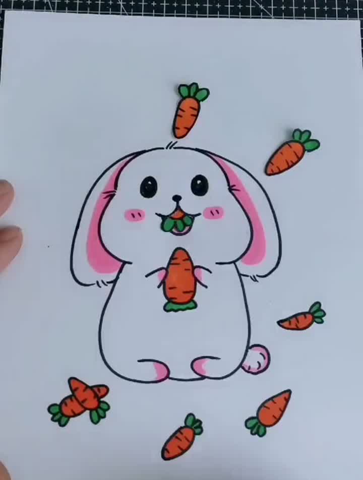 吃萝卜的小兔子,绝对让你爱不释手简笔画创意简笔画