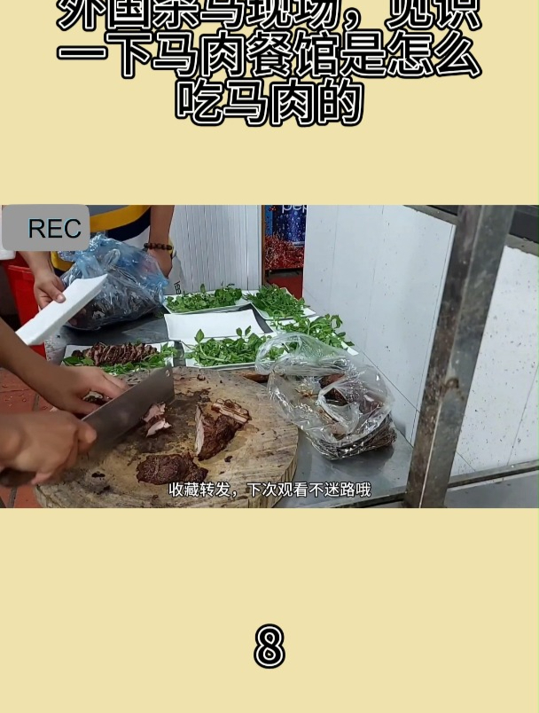 外国杀马现场,见识一下马肉餐馆是怎么吃马肉的8