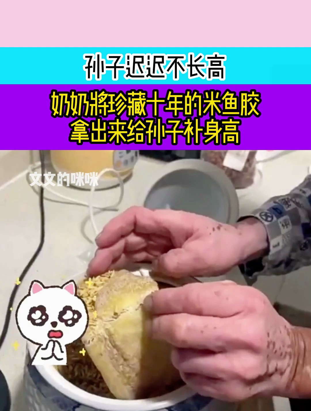 孙子迟迟不长高,奶奶将珍藏十年的米鱼胶,拿出来给孙子补身高