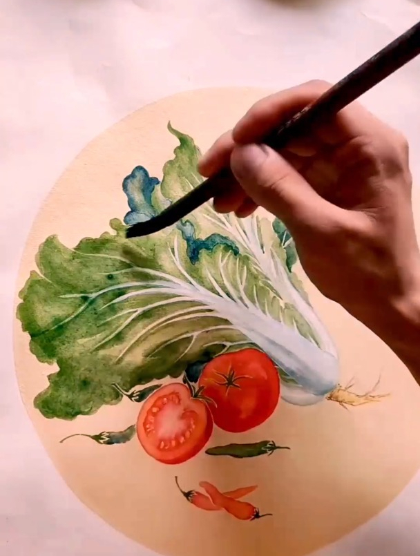 画完西红柿再画白菜