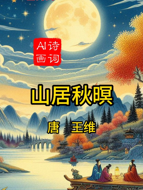 《山居秋暝》唐 王维古诗配画小学五年级上册 每日一首古诗词打卡