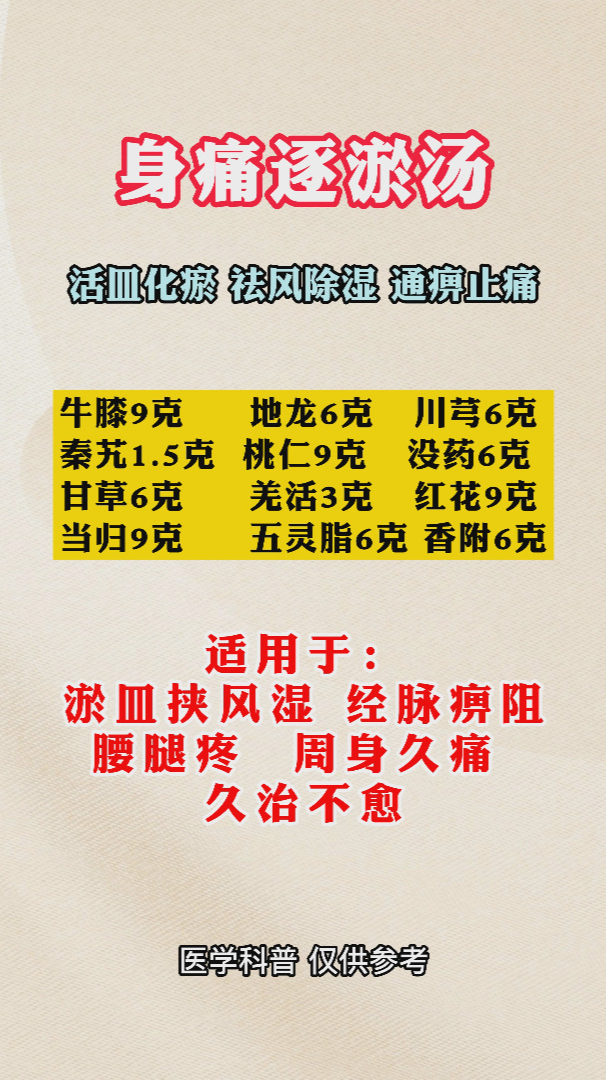 身痛逐瘀汤,缓解全身痛