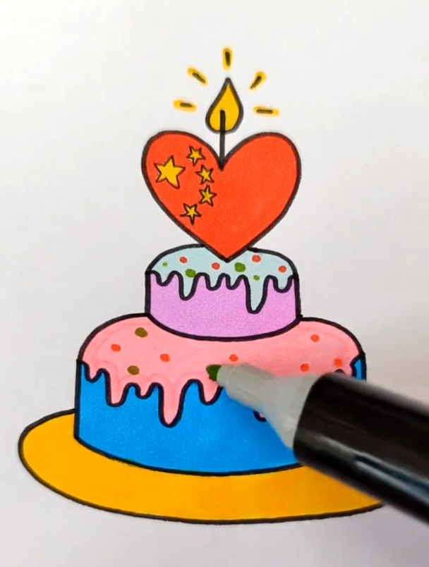 只需要几个数字和波浪线,就能画出一个超好看的蛋糕,试一试吧