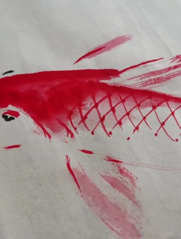 水墨写意写意花鸟画锦鲤鱼画鲤鱼教程