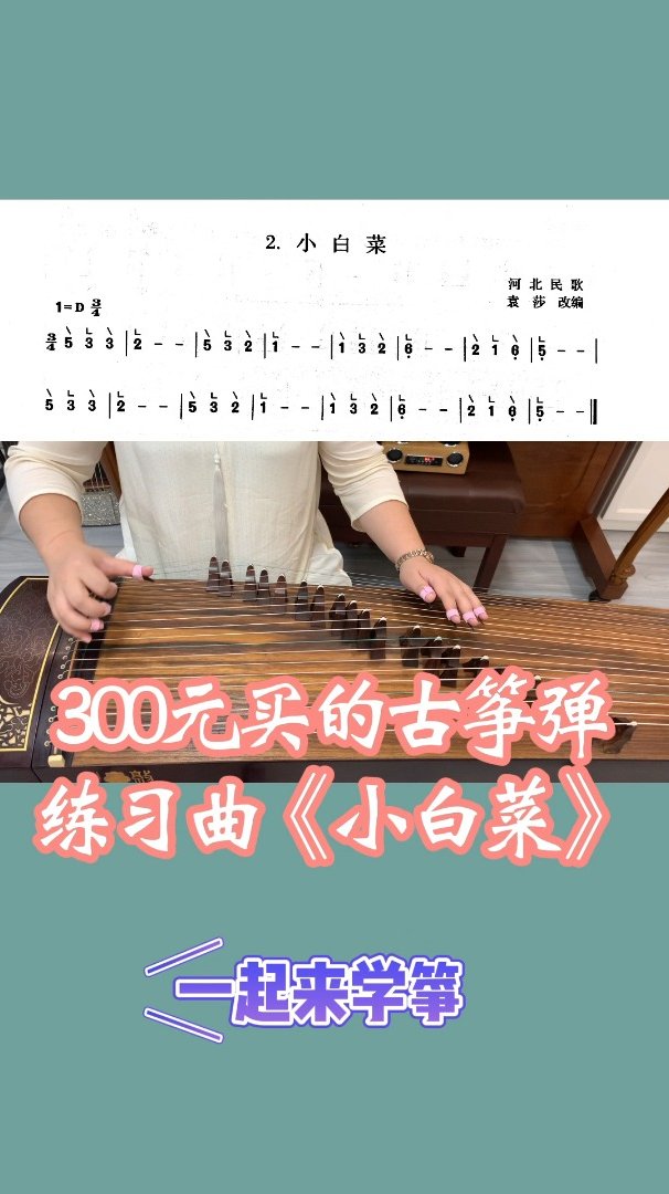 用300元的古筝弹《小白菜》是什么样的声音!