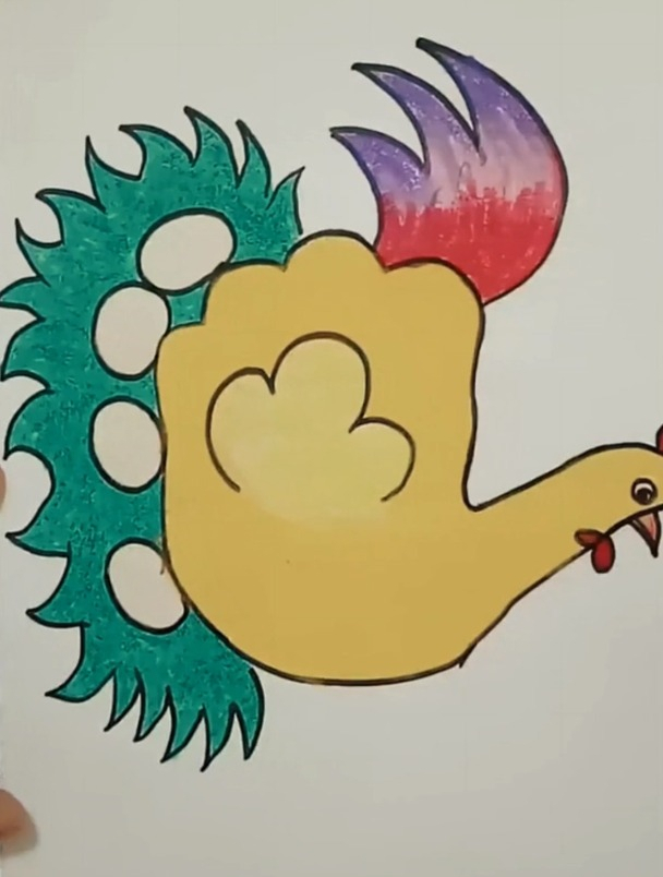 下蛋公鸡简笔画,简笔画教学