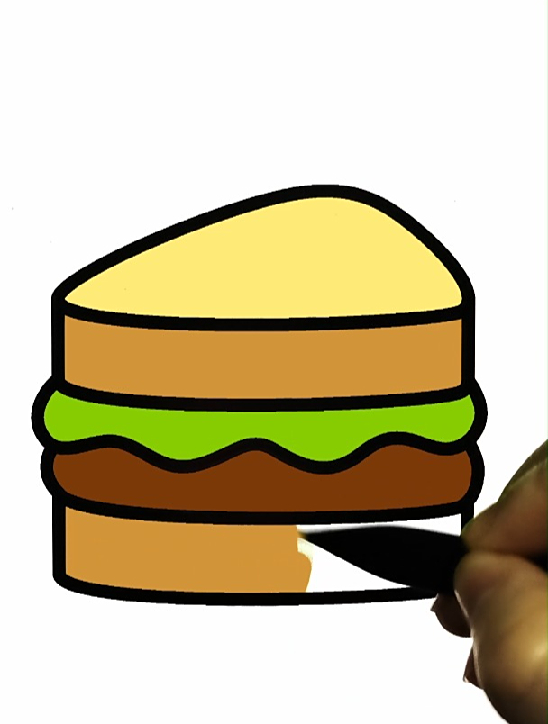 美味的牛肉三明治 创意简笔画填色 强迫症 声控 解压 涂色