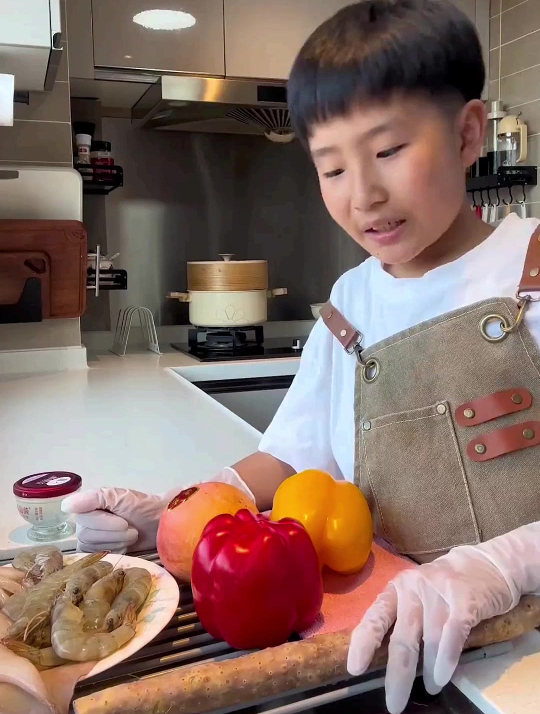 10岁儿子做的营养早餐,粥,海鲜饼,糕点,甜品