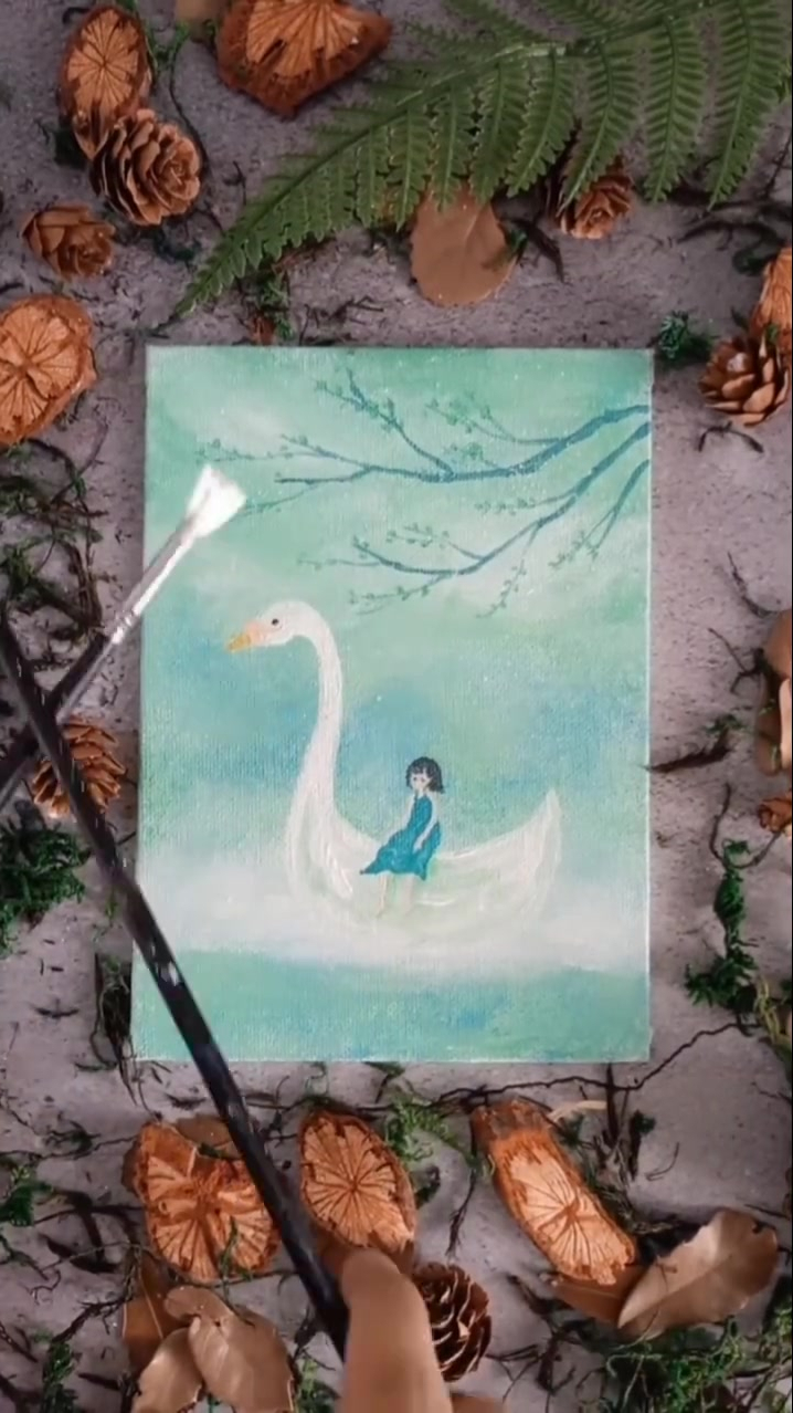 我的绘画日常分享,画春天大白鹅
