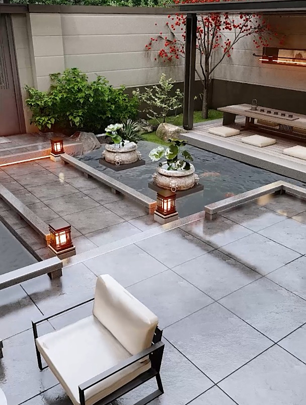 鱼池上做院子 好家伙 还能这么干