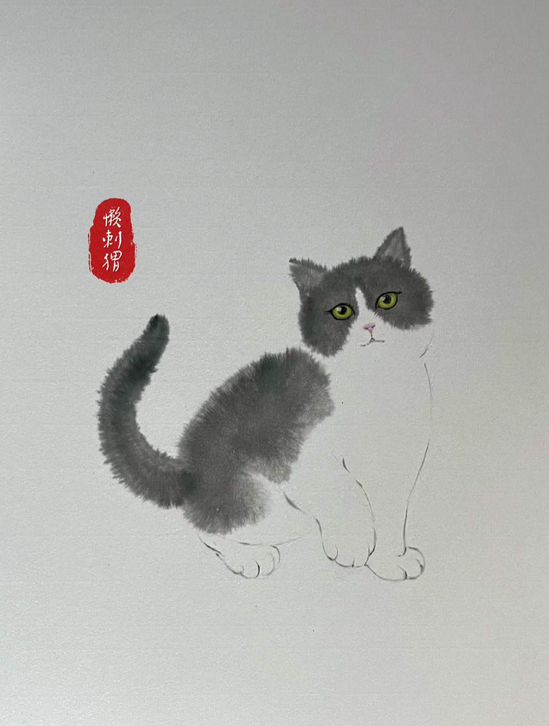 国画猫咪怎么画,超简单的猫咪的画法