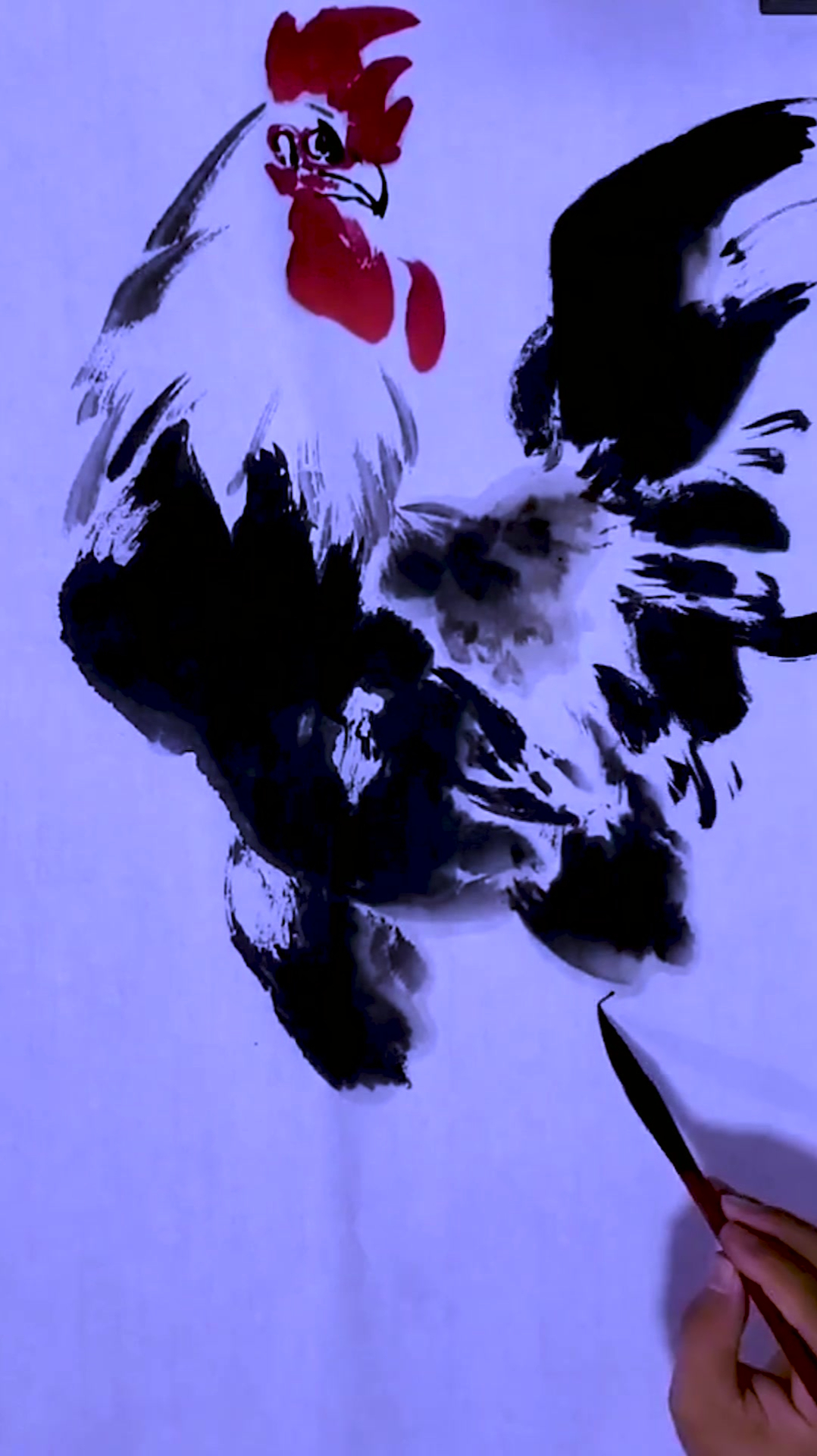 国画画鸡,大吉大利