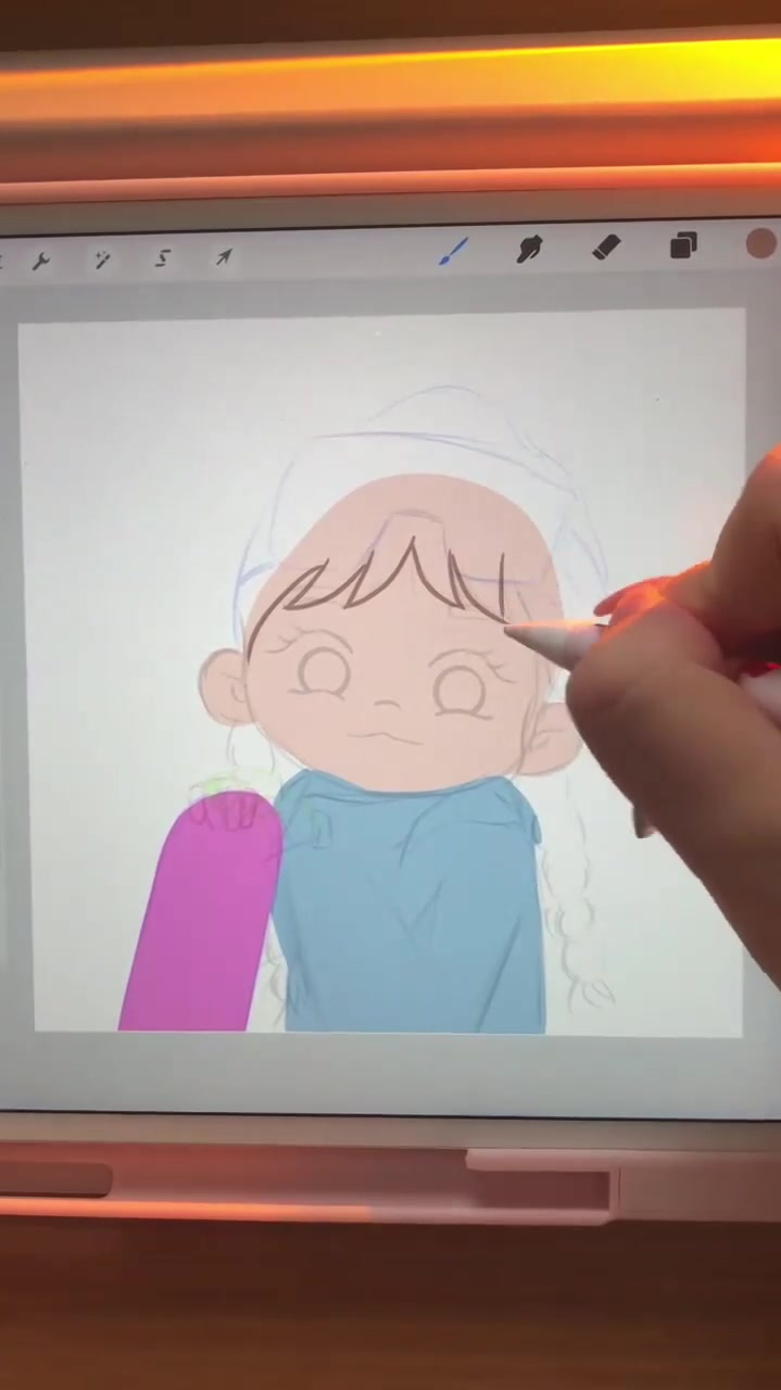 卡通人物 头发上色过程