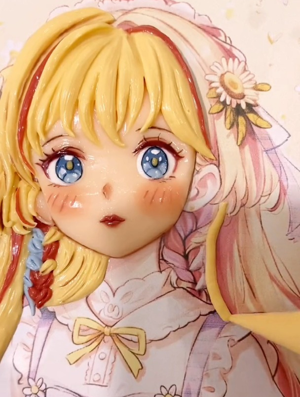 奶油霜手绘校园青春小女孩,手绘蛋糕,校园青春