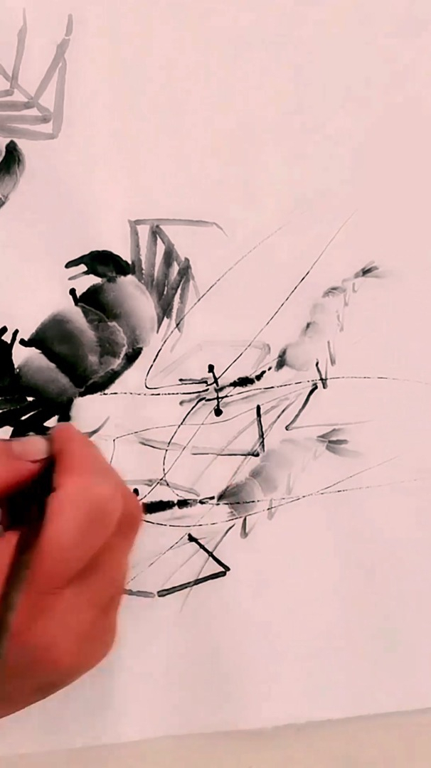 画水墨小鸡,国画花鸟,中国写意大公鸡水墨味道