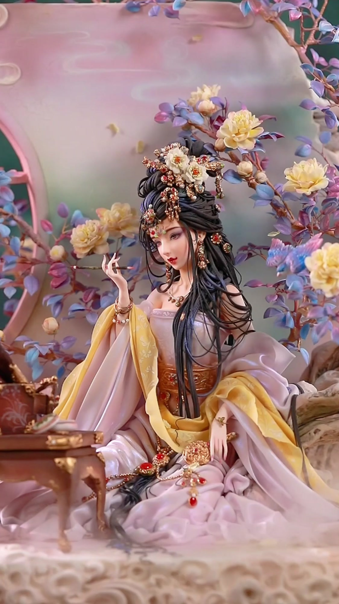 原创古风翻糖人偶蛋糕,用西式翻糖做出仿真的古风美人
