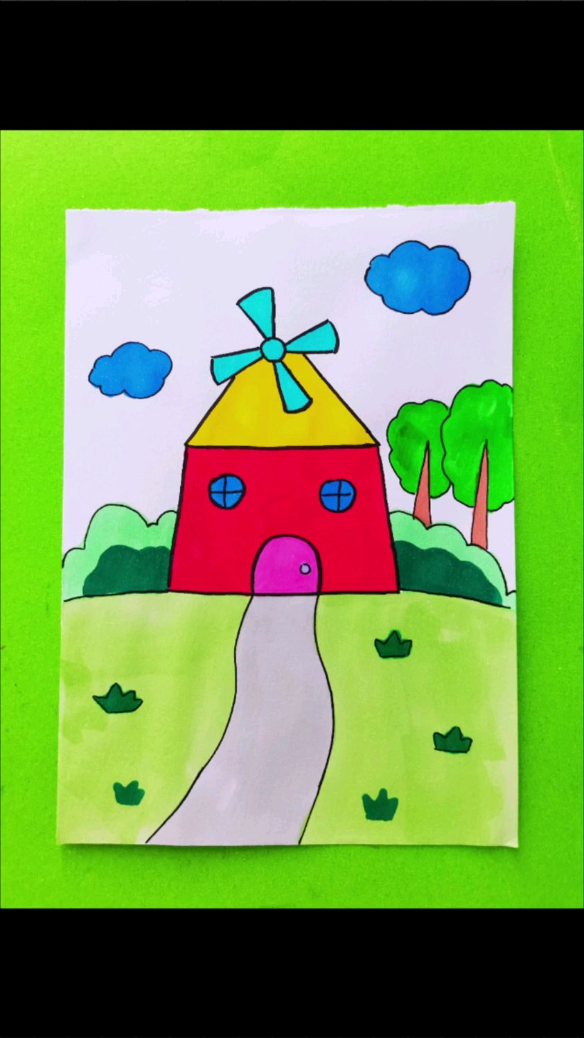 一学就会的风车小房子儿童画 ,小房子简笔画 儿童简笔画