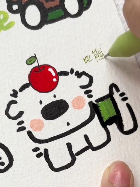 沉浸式画画 _ 比熊小狗 丙烯马克笔 简笔画教程 涂鸦 解压