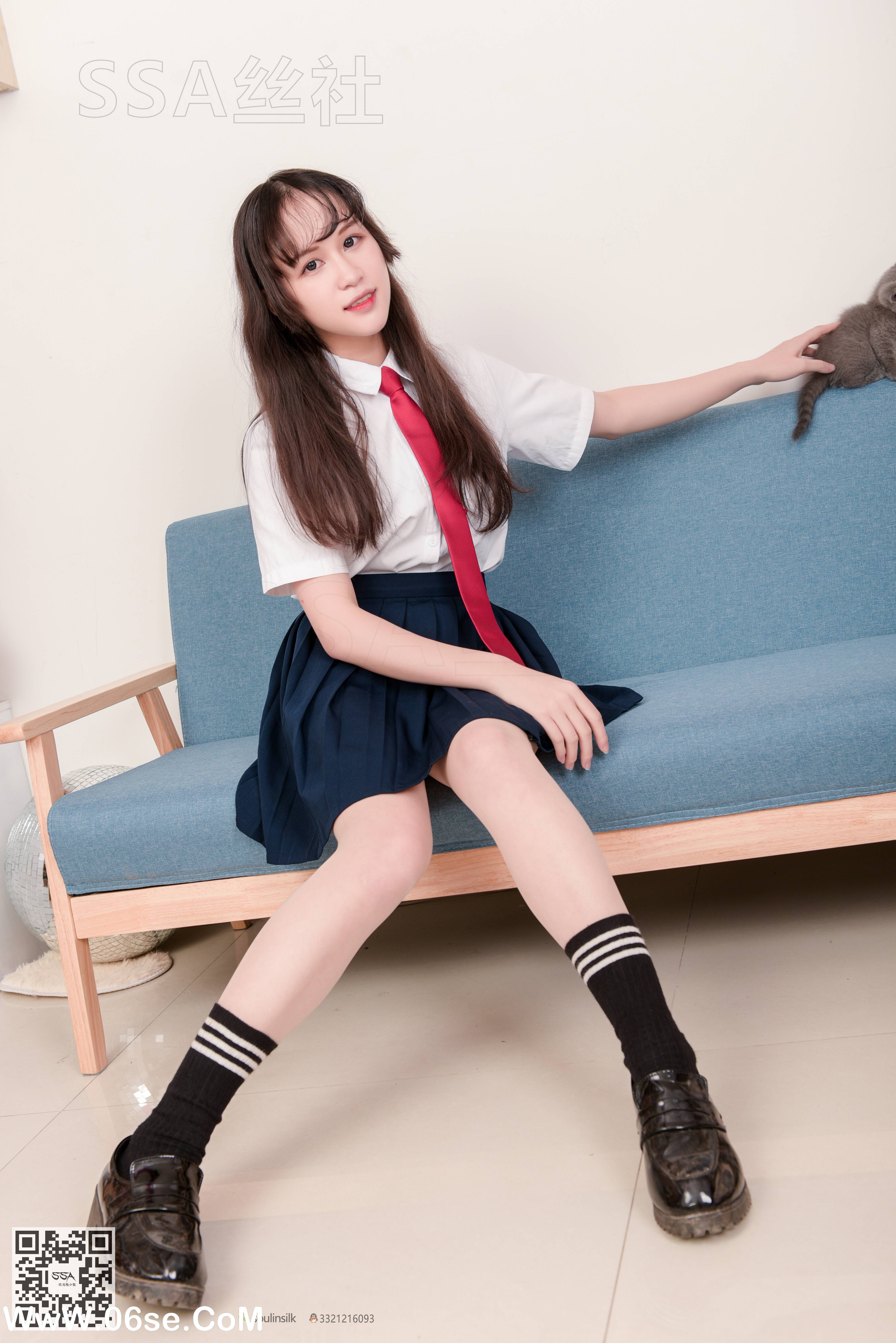图片[4]-[SSA丝社] NO.141 丹丹 JK制服黑色半膝袜肉丝穿搭示范[133P2.09G]-六色网