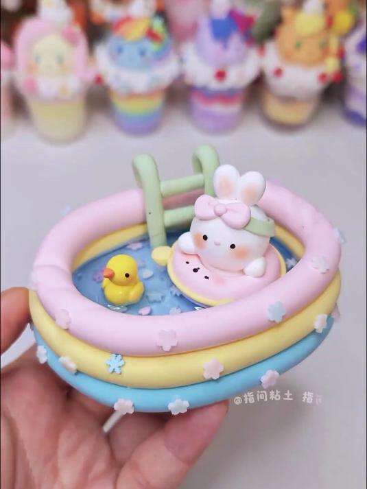 粘土教程～夏日可爱兔兔充气泳池