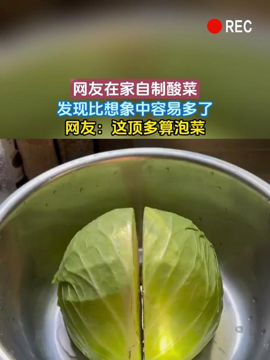 网友在家自制酸菜,发现比想象中容易多了,网友:这顶多算泡菜