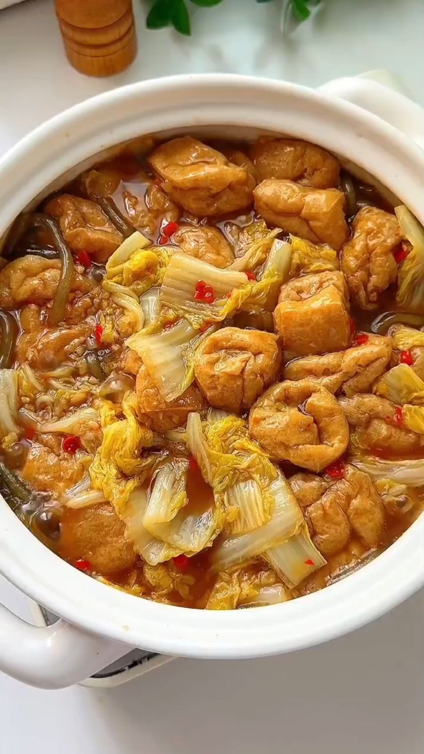 豆腐泡白菜粉丝煲