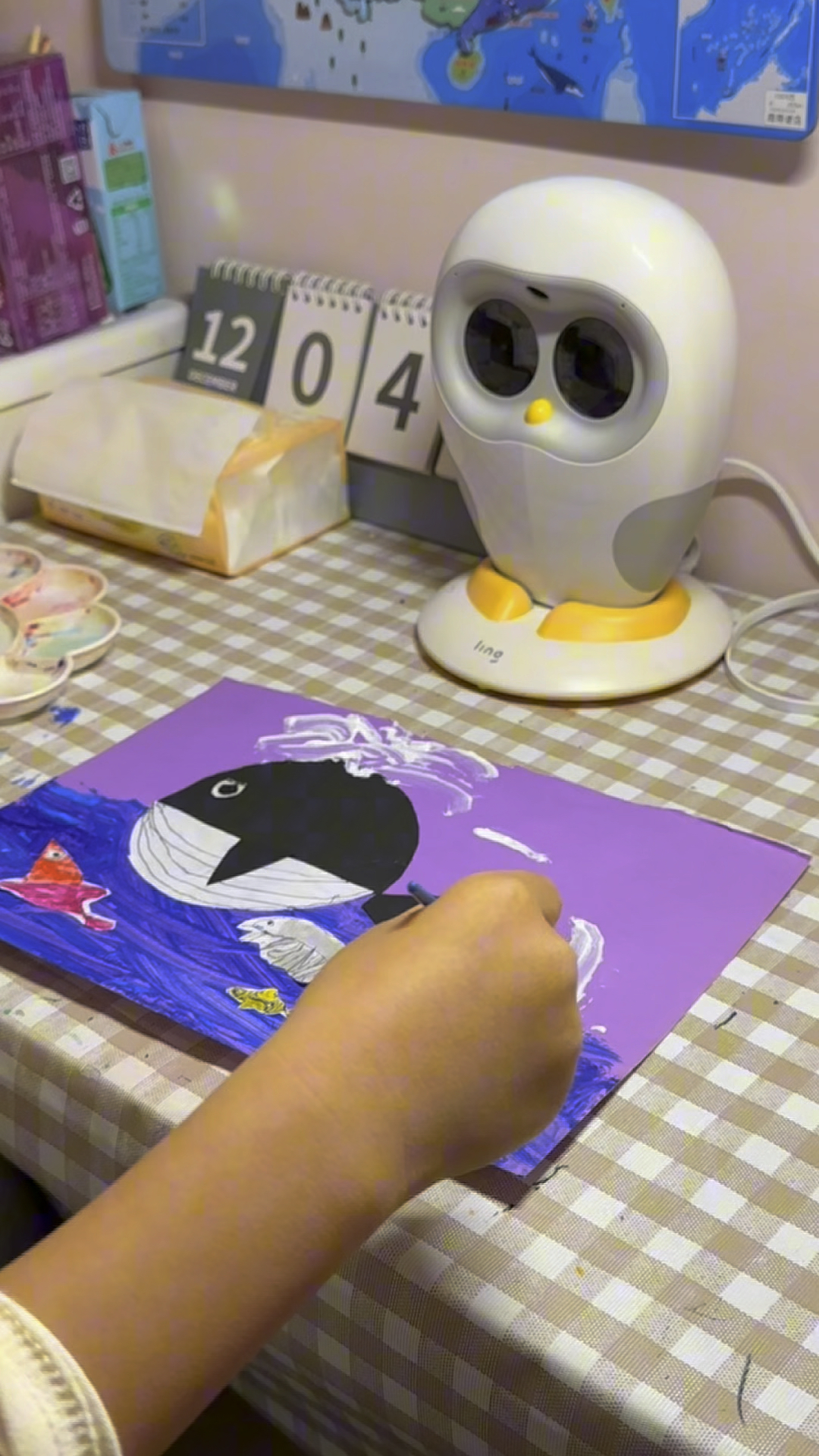 陪娃画画|画一幅快乐的鲸鱼