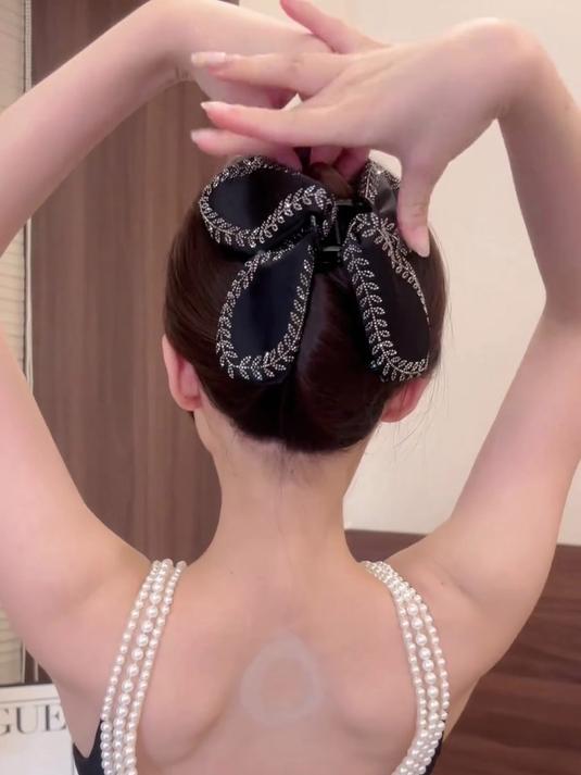 韩式叶片麦穗鲨鱼夹:布艺材质显高级,后脑勺夹发百搭超好看!