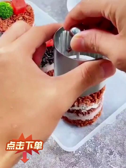 304不锈钢家用摆盘装饰凉菜带盖奶酪砖饭团月饼圆形慕斯蛋糕模具#好物推荐##推荐#