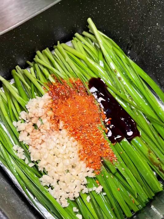 空气炸锅烤韭菜香辣入味嘎嘎好吃真的一点不输烧烤店