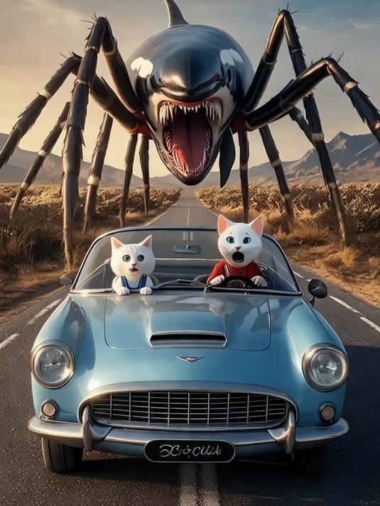 猫家族遇到动物园的杀手鲸鱼怪物