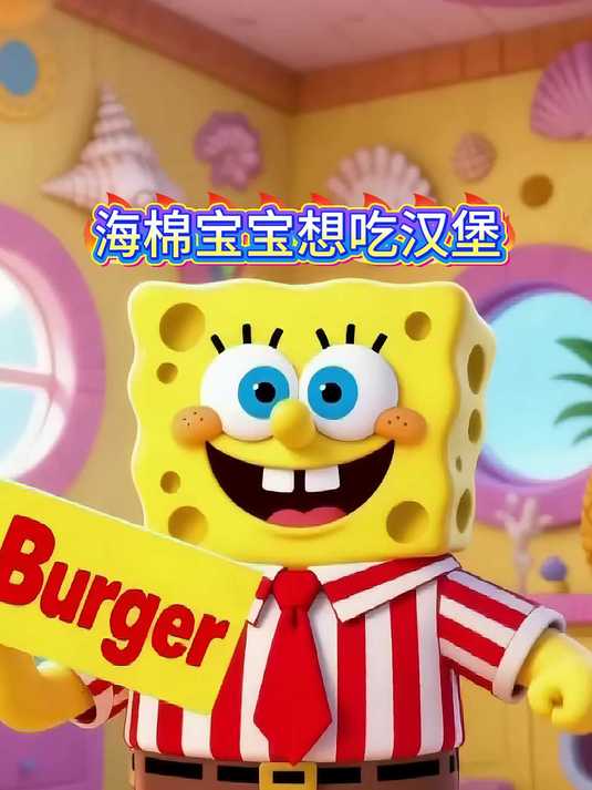 海棉宝宝想吃汉堡