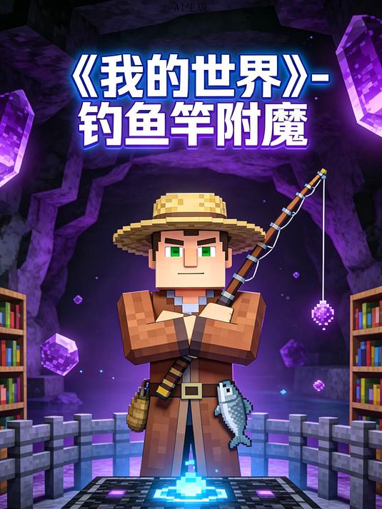 #游戏寒假爆肝季第二期#《我的世界》钓鱼效率提升 附魔钓鱼竿制作 宝藏概率翻倍