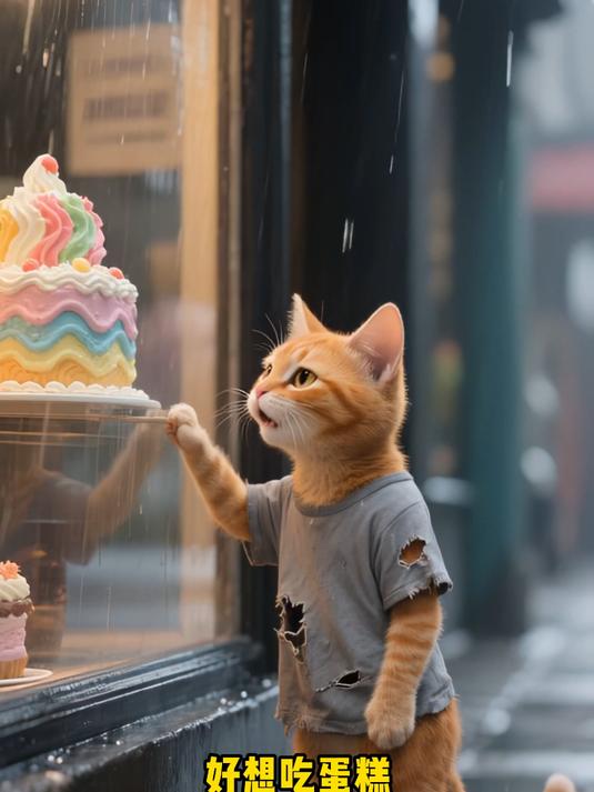 小橘宝和妈妈靠自己的双手努力拼搏,最终吃上了美味的蛋糕