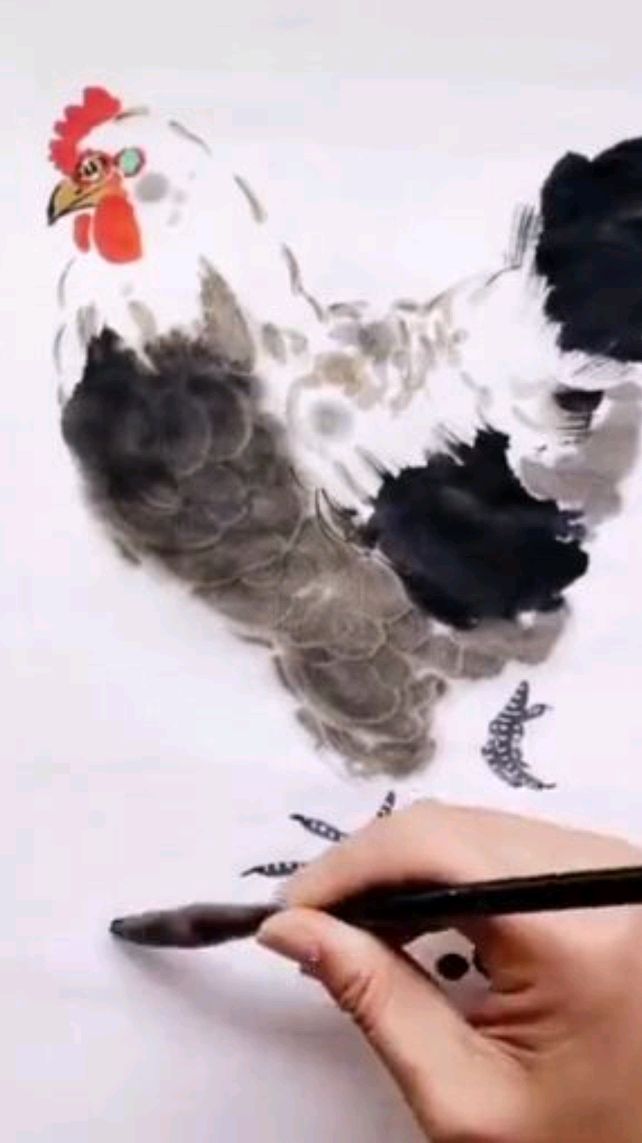 国画鸡的绘制