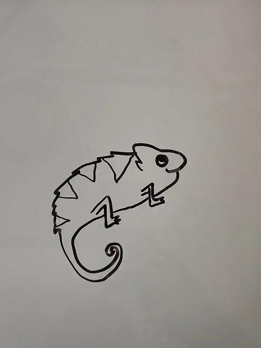 一不小心走进了画里,一学就会的生动小画作,简笔画教程—变色龙
