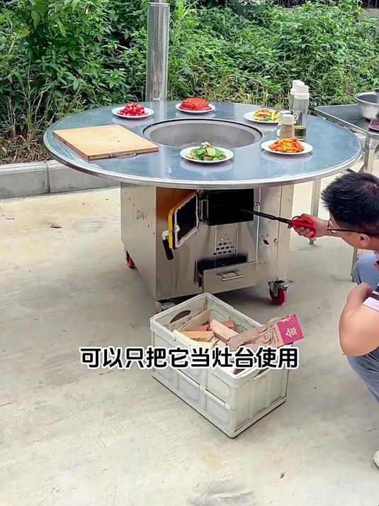 农村柴火灶家用烧木柴火鸡专用灶铁锅炖灶台桌户外移动地锅庭院