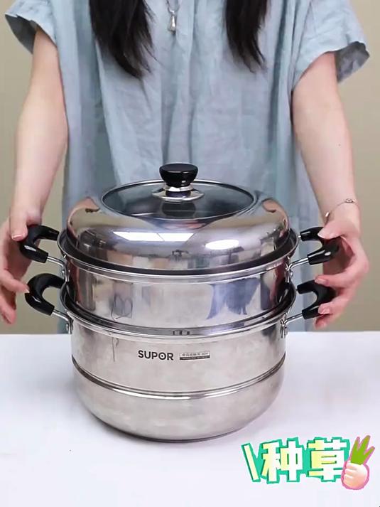 苏泊尔蒸锅家用304不锈钢蒸笼多层电磁炉煤气灶通用蒸煮一体汤锅