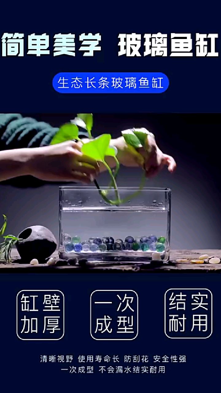 玻璃鱼缸长方形创意水族箱迷你客厅小型桌面观赏造景家用懒人鱼缸