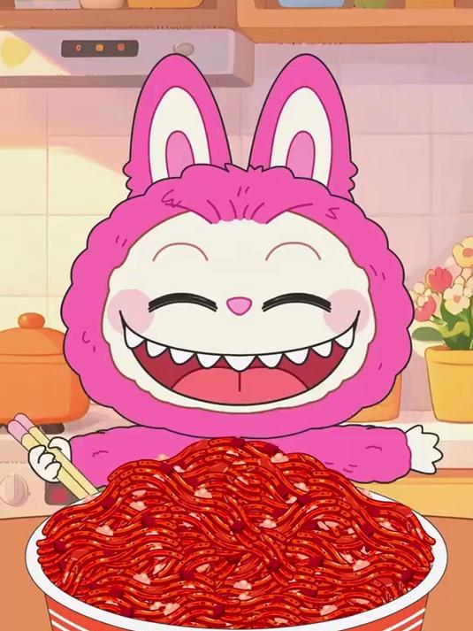 拉布布吃到魔鬼辣泡面,竟然喷射出火焰