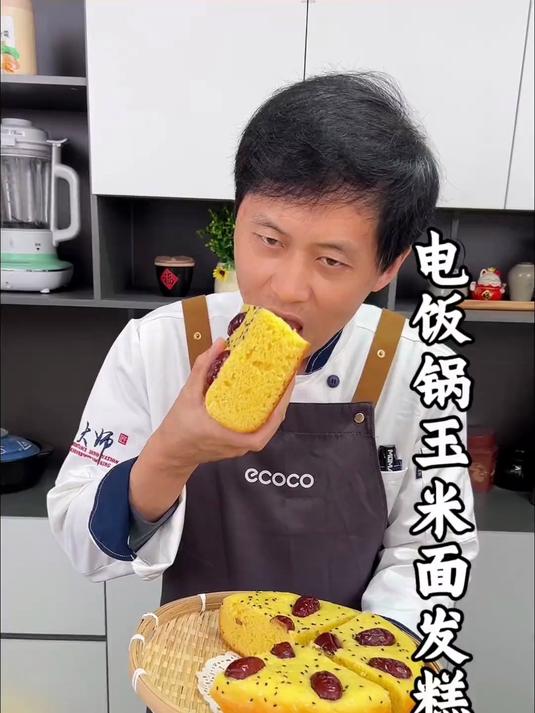 玉米面发糕 不用开火没有油烟，有电饭锅就能做出玉米面新吃法