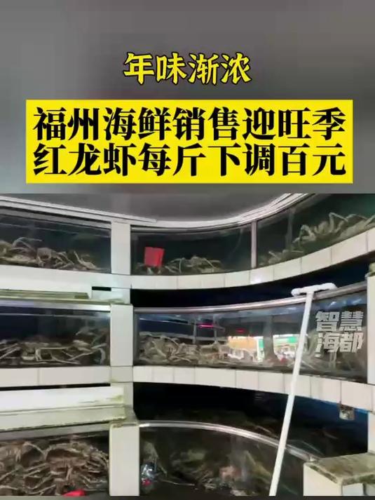 福州海鲜销售迎旺季,红龙虾每斤下调百元