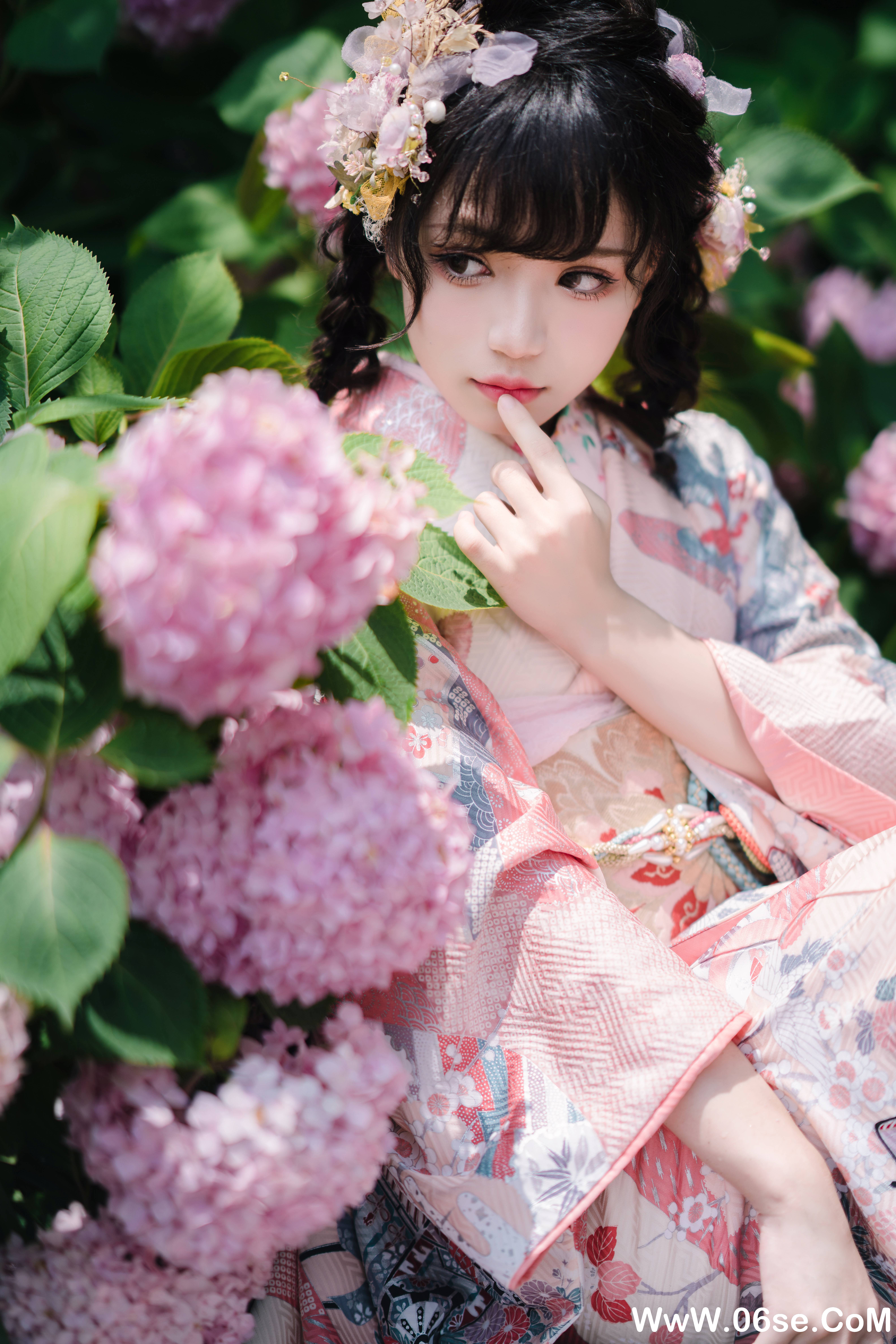 花柒hana NO.009 — 绣球花和服[18P437M]-六色网